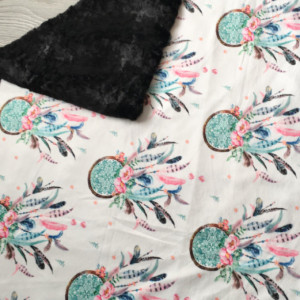 Dreamcatcher Minky Baby Blanket Boho Flower Girl