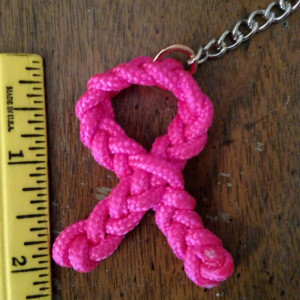 Breast Cancer Awareness Pink Ribbon Paracord Keychain