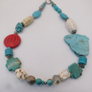 Turquoise Jewelry, Chunky Magnesite Turquoise  Necklace, Statement Necklace,
