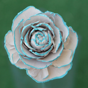 White Hand-Painted Cedar Rose Pine Cone Flower