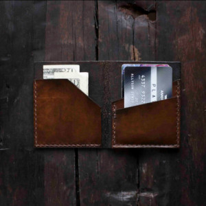 Mens Custom Leather Wallet, Hand Stamped Wallet, Mens Anniversary Gift (Dark Brown Color)