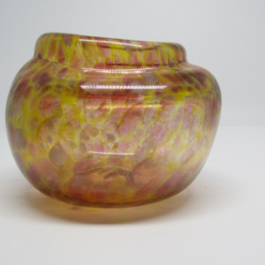 Small Handmade Yellow  and Red Glass Vase