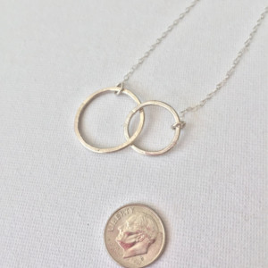 Mother Daughter Double Circle Infinity Necklace,One Large Circle and One Small, Sterling Silver, with necklace length of 16, 18 or 20 inches