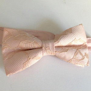 Light Pink Bow Tie with Champagne Lace - Blush Bow Tie - Champagne Bow Tie - Champagne Lace Bow Tie - Pink Bow Tie