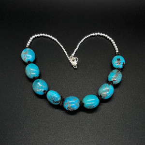 Boho Chunky Turquoise and Sterling Silver Necklace