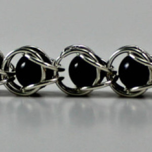 5 Black Captured Pearl Chainmaille Earrings
