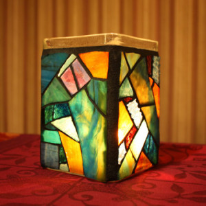 Stained Glass Jar Candle Holder, Mosaic Beach Jar Candle Holder /vase/ pencil holder