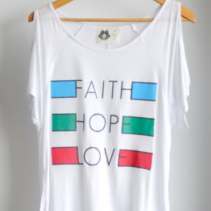 FAITH, HOPE, LOVE, handmade tee, t-shirt, top
