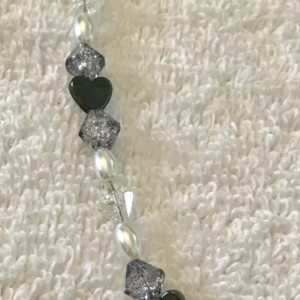 Hearts on Ice handmade beaded necklace/earrings aet 18" long