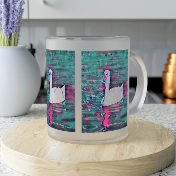 The Swan Frosted Glass Mug Free Shipping