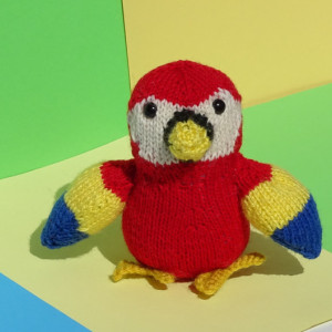 Hand Knit Parrot, Knitted Stuffed Animal, Jungle Plush Parrot, Wool Toy, Stuffed Bird Toy, Soft Toy, Parrot, All Handmade, Ready to Ship