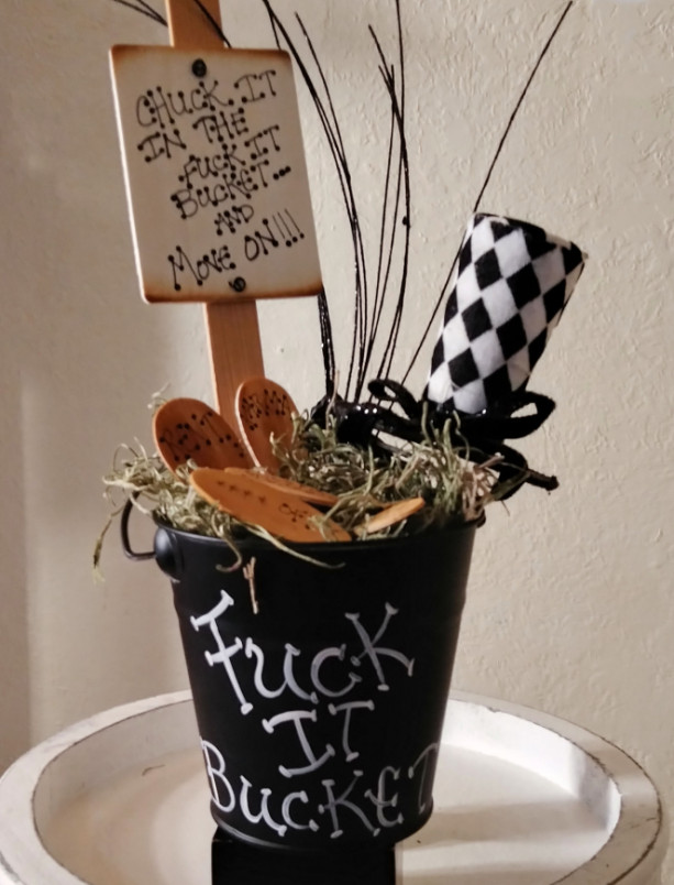 Adult Humor Fuck It Bucket  Handmade Décor  Black Bucket F Bomb Gifts