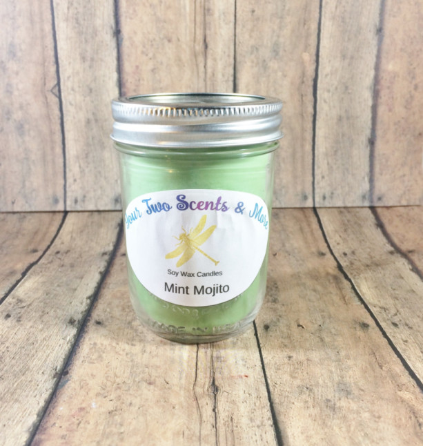Mint Mojito Mason Jar Candle, 8 Oz Candle, Scented Soy Candle, Mint Candle, Soy Wax Candle, Natural Soy Candle, Vegan Candle, Eco Friendly