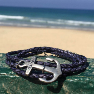 Men Anchor Bracelet - Men Leather Bracelet - Men Bracelet - Men Jewelry - Men Gift - Boyfriend Gift - Husband Gift - Present For Men - Male