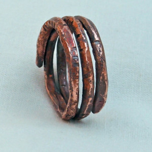 Copper Spiral Coil Ring Size 7.5 Hand Forged