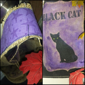 Purple Painted printed burlap trick or treat Halloween bags