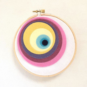 Modern Colorful Hoop Art, Small Space Decor, Nursery Decor, Felt Hoop Art, Modern Nursery, Modern Baby, Pink Circle, Concentric Circles Hoop