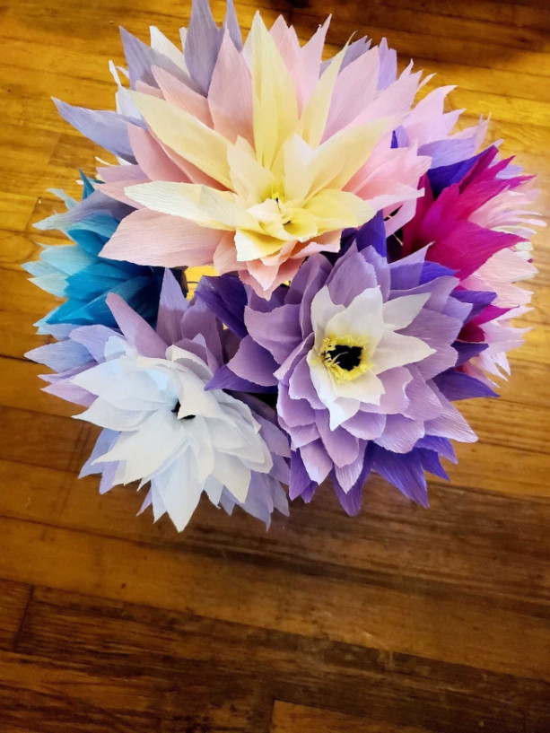 Handmade Paper Dahlia - Paper Flower Bouquet - Large Paper Pom Pom Flower