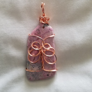 Pink stone Tree shield pendant