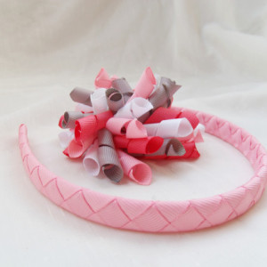 Pink, White, and Gray Valentine's Day Korker and Headband set