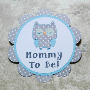 Owl Theme polka dot Name Tag Button Pin- (Quantity 4)