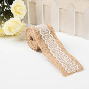 2 inch Burlap Ribbon with White Lace Overlay-Wreath Bows-Rustic Wedding Decor