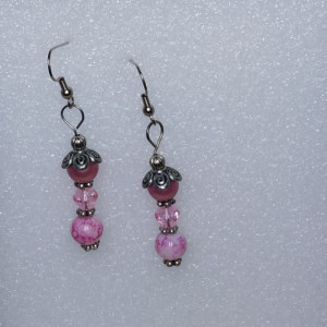 White and Pink Pearl Dangle Earrings