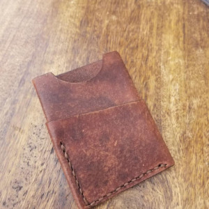 Leather Card Wallet Rustic brown with brown thread