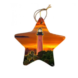 Jupiter Lighthouse Tropical Christmas Tree Ornament