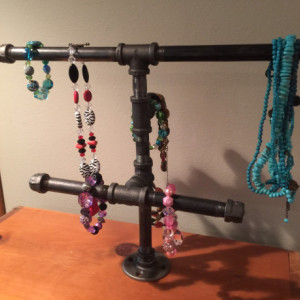 Industrial Black Pipe Jewelry, Necklace, Bracelet Storage rack, necklace stand, jewelry storage