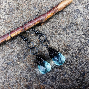 Blue Quartz Wire Wrapped Earrings