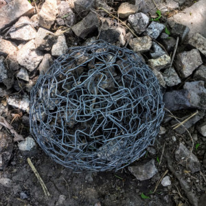 RE-PURPOSED BENT WIRE SPHERE BY JEFFERY WEATHERFORD