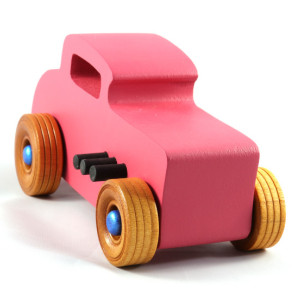 Handmade Pink Wooden Toy Hot Rod Deuce Coupe 482476086
