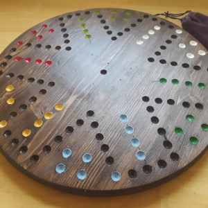 Aggravation Board Game Handmade Wooden 18 in. dia.