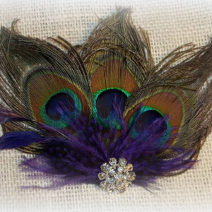 Peacock Hair Clip, Peacock Bridal Comb, Peacock Fascinator, Wedding Hair Clip, Wedding Accessories, Teal, Turquoise, Purple, Green, Bride