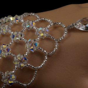 Swarovski crystal patina pendant beaded bridal bracelet. silver crystal beaded bracelet. crystal wedding bracelet. beaded bridal bracelet
