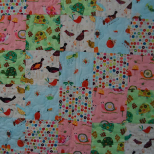 Modern baby quilt pinks and greens