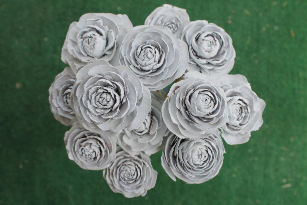 12 Customizable Hand-Painted Cedar Rose Pine Cone Flower Bouquet