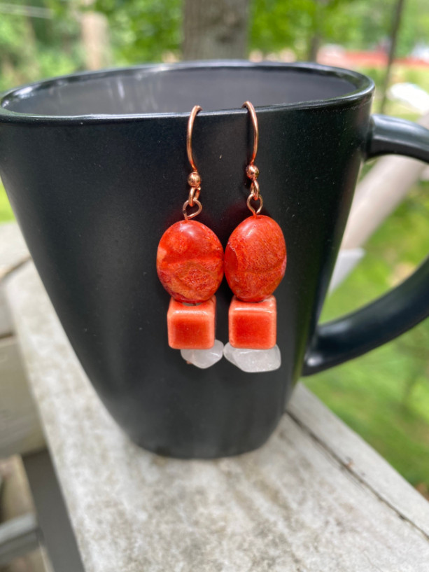 Orange beauties earrings, handmade earrings, edgy earrings, bohemian earrings, sport earrings