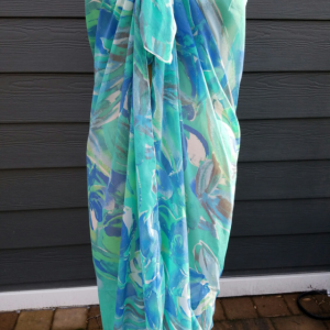 Beach feel sarong, wrap, scarf shawl, shades of blues and greens