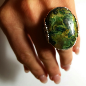 Handmade Ring - Green Druzy Agate Statement Size 11 - 12