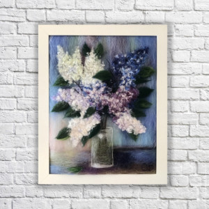 Wool Painting "Bouquet of lilacs"