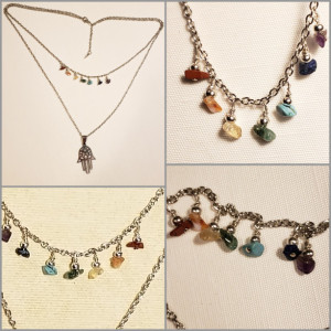 Hamsa Pendant Necklace with 7 Chakra Gemstones