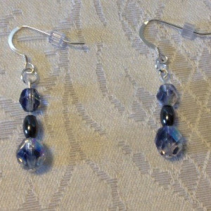 Gray Beaded Dangle Earrings, Handmade Hemalyke and Czech Crystal Drop Earrings, Business Casual, Bridesmaid Gift, Sterling Silver Ear Wires