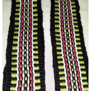 Handwoven Guitar Strap, Acoustic Guitar Strap, Electric Guitar Strap, Banjo Strap, Bass Strap,green, salmon, white, and black 2 1/4"