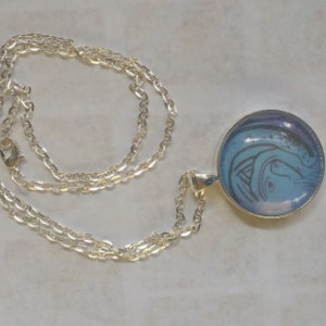 Madonna del Silenzio circle pendant and necklace, silver plated