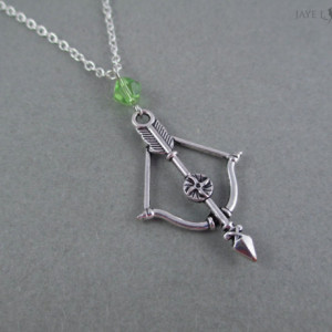 Silver Bow Necklace With Your Choice of Bead Color