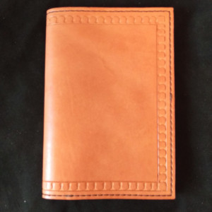 Leather Notebook, Refillable, Peachy Color, Serpentine Border Design