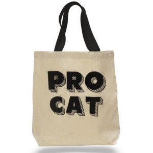 Pro Cat canvas tote bag, black cat bag, natural, shoulder bag, shopping bag, reusable grocery, halloween, trick or treating, large tote