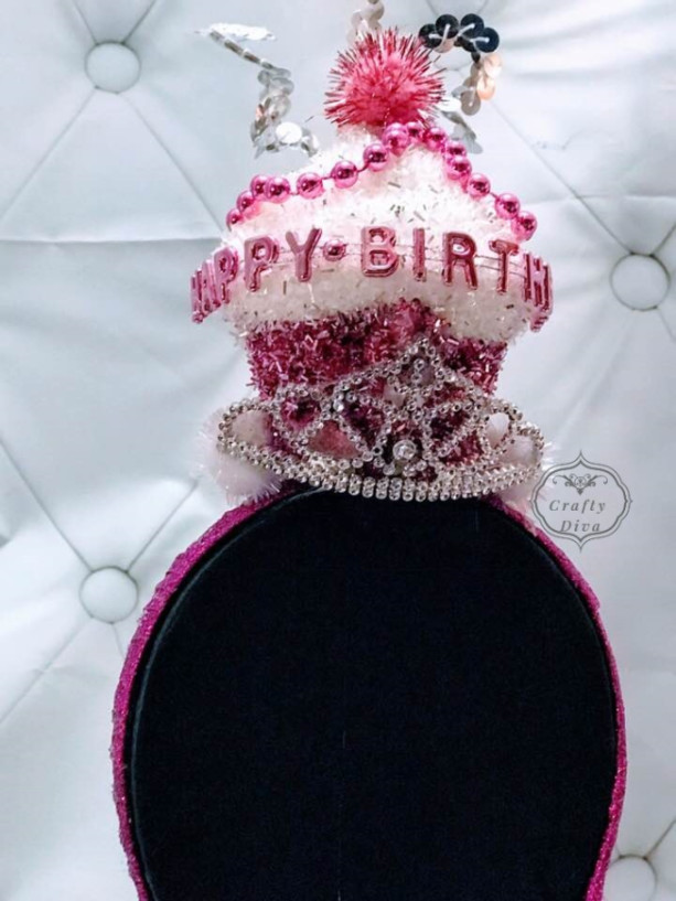 Happy Birthday Princess Cup Cake Tiara Headband